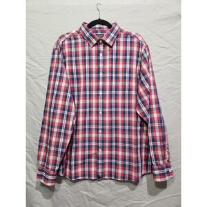 UNTUCKit Navarro XXL 2XL Relaxed Button Up Long Sleeve Shirt Red Blue Plaid